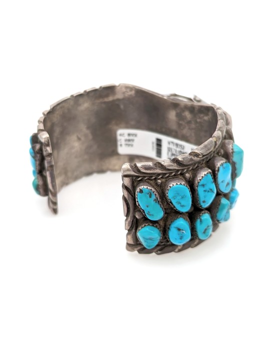 Navajo E. Spencer Sterling Silver & Turquoise Watch Cuff Bracelet